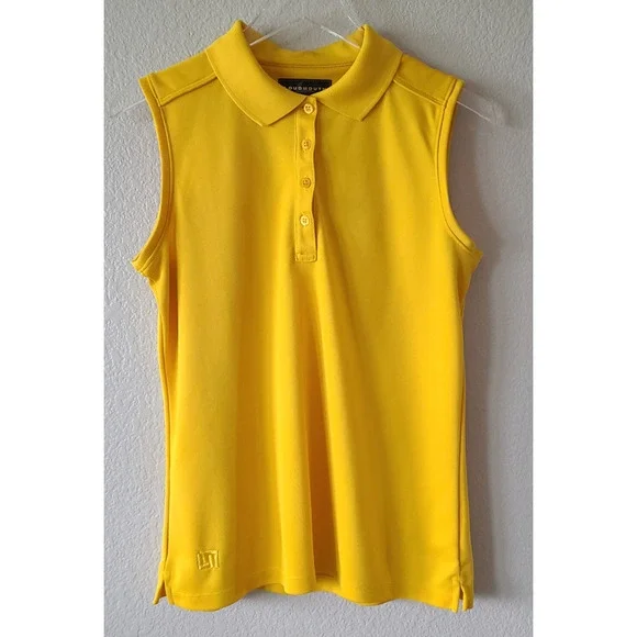 Loudmouth Golf Womens Tank Top Size Large Yellow Sleeveless Collar Buttons Slits - Picture 5 of 10